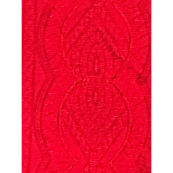 Adrianna Papell Size L Red Keyhole Embroidered Sharkbite Tunic Top Luxury City - Picture 7 of 10